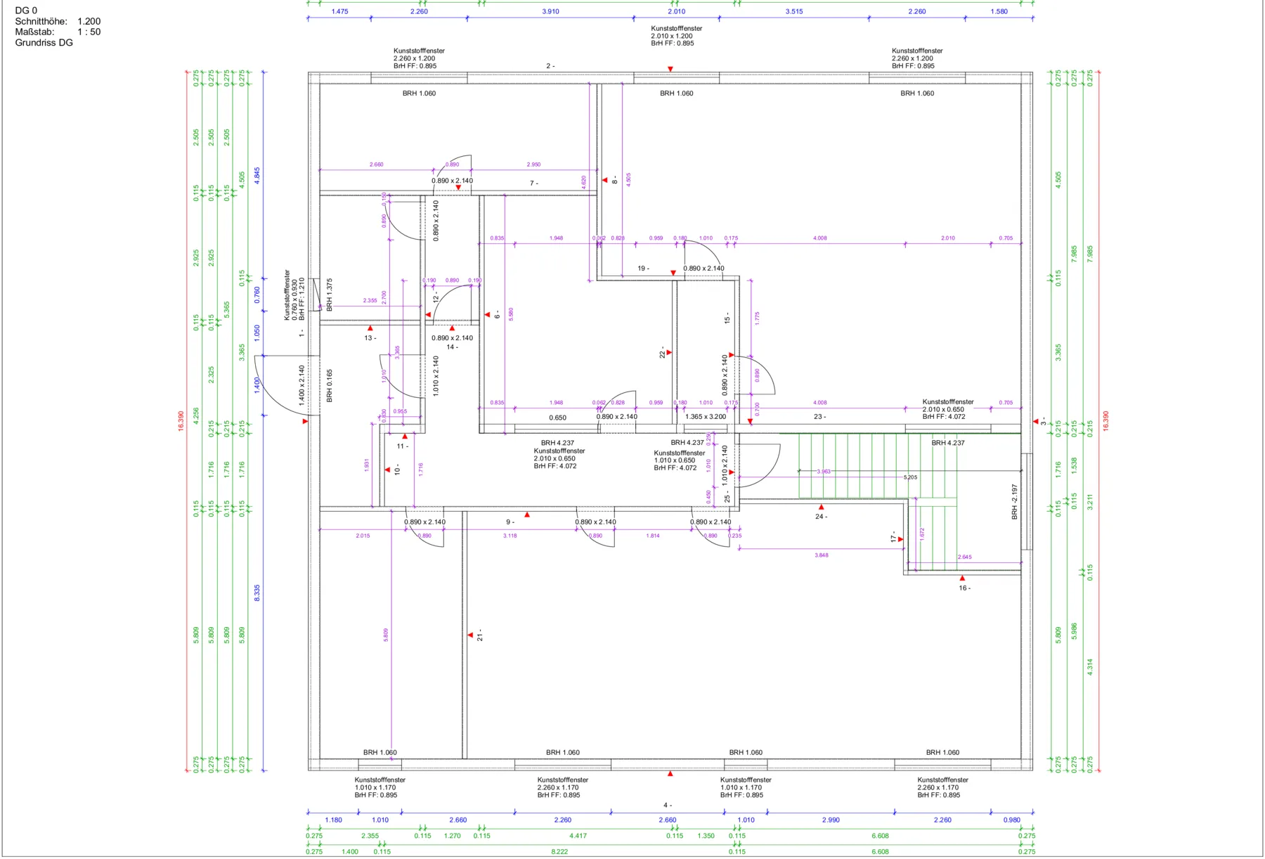 Grundriss Dachgeschoss, Werkplan